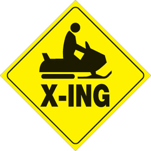 YELLOW PLASTIC REFLECTIVE SIGN 12" - SNOWMOBILE X-ING