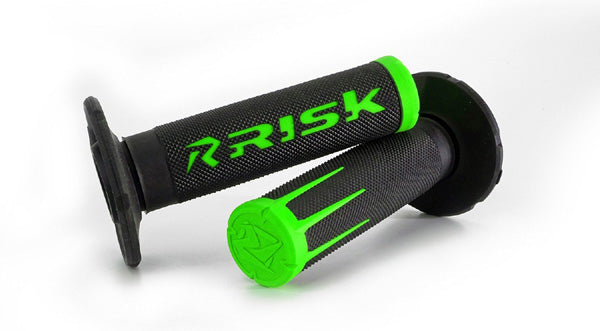 RISK RACING MOTO GRIPS - FUSION 2.0 WITH GRIP TECH - GREEN