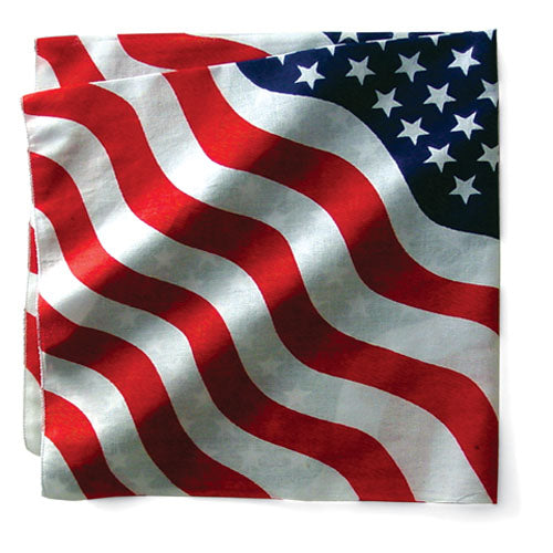 BANDANNA, 100% COTTON, USA WAVY, PREMIUM, 22 X 22 IN.