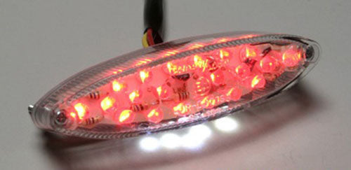 LED OVAL STOPLAMP, RED LENS, LONG WIRES (20 LEDS + 5 LEDS FOR